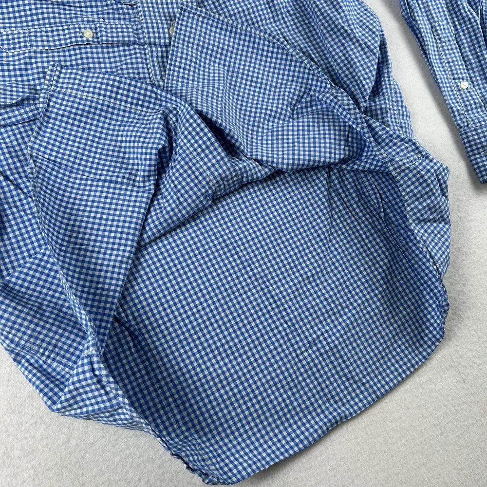 Banana Republic Shirt Mens Large Blue Check Long Sleeve Button Up Slim Fit